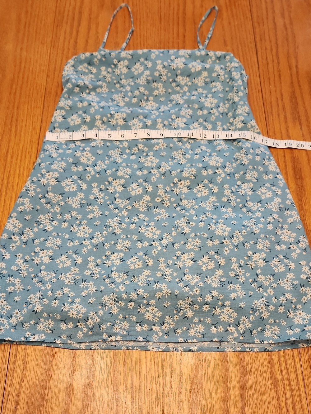 American Eagle Blue Floral Cotton Slip Dress with White Daisies - Picture 9 of 17